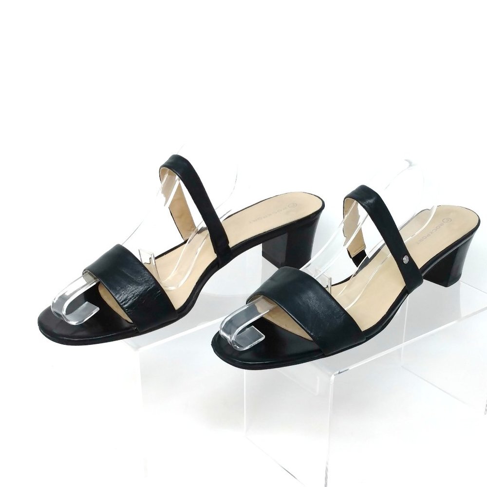 8M Rockport Black Leather Comfort Sandals EUC!